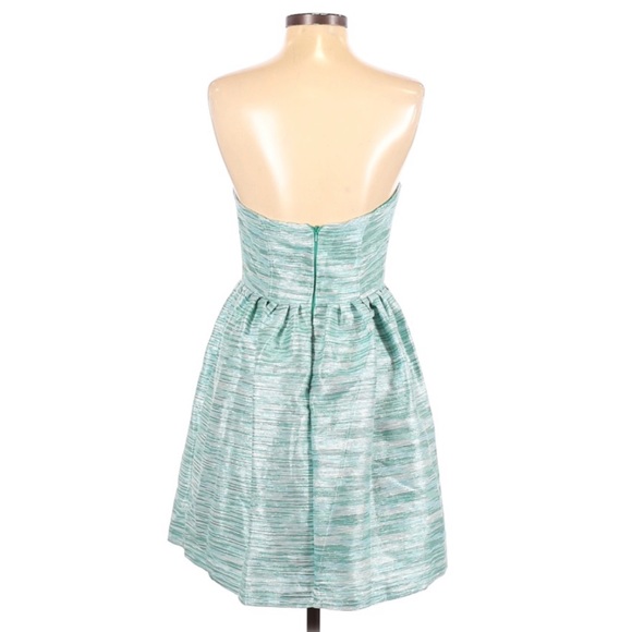 NWT Minuet Blue Teal Sparkle Tinsel Fit & Flare Strapless Mini Dress - Picture 8 of 16